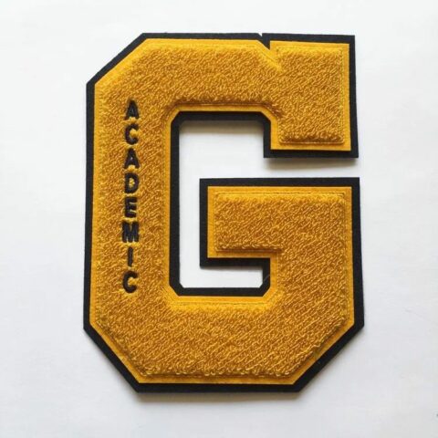 Gold Letter G iron on letterman varsity patches