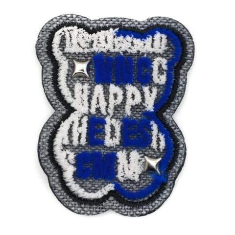 Happy blue bear iron on chenille patches