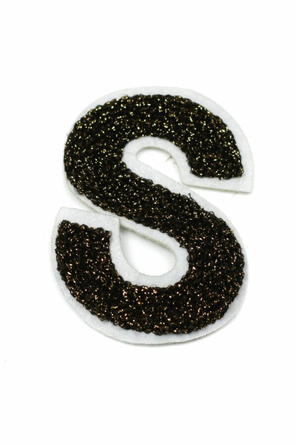 Polar gold S sequin embroidery patches