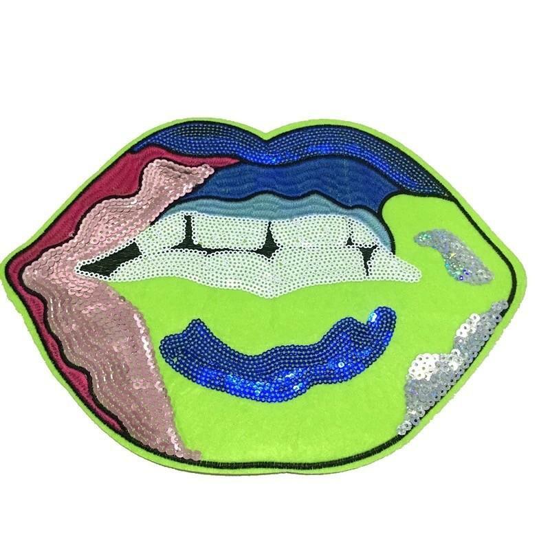 New neon lip sequin patch
