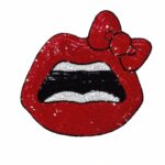 New Beautiful large red lip iron-on Sequin patch