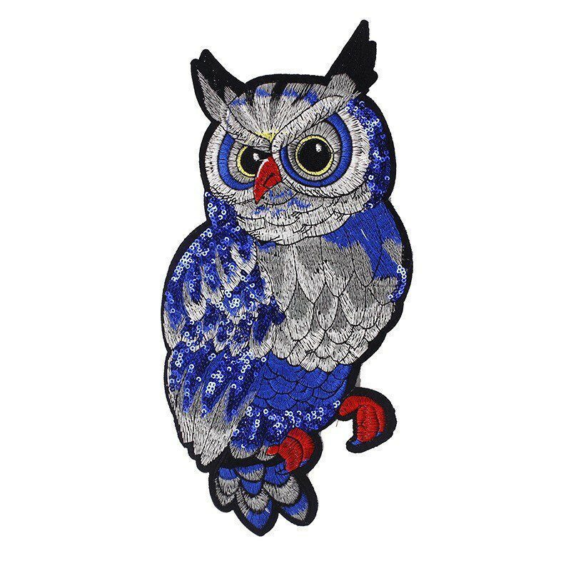 Large owl sequin patch