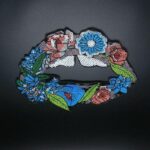 large flower  Sequin lips patch