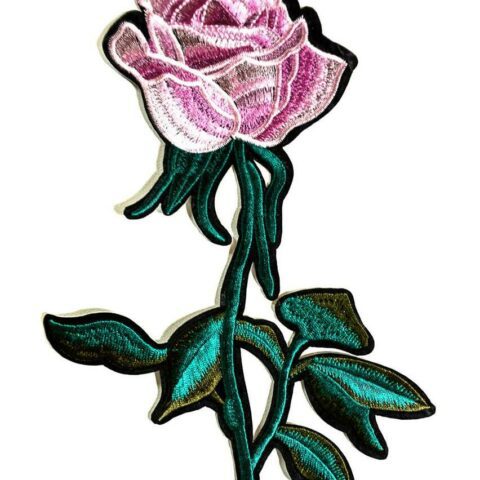 pink flower iron on patch