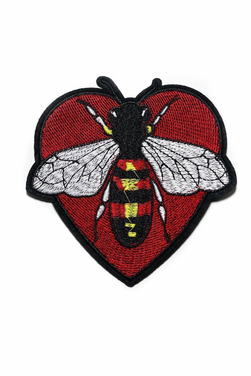 Bee Patch Heart Iron on Embroidered Patch
