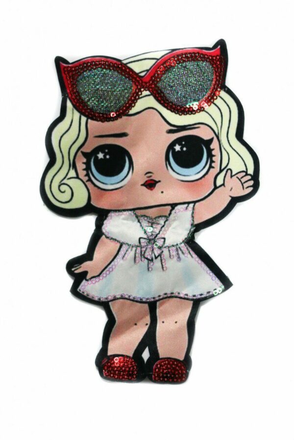 Doll White Dress Girl Sequin patch