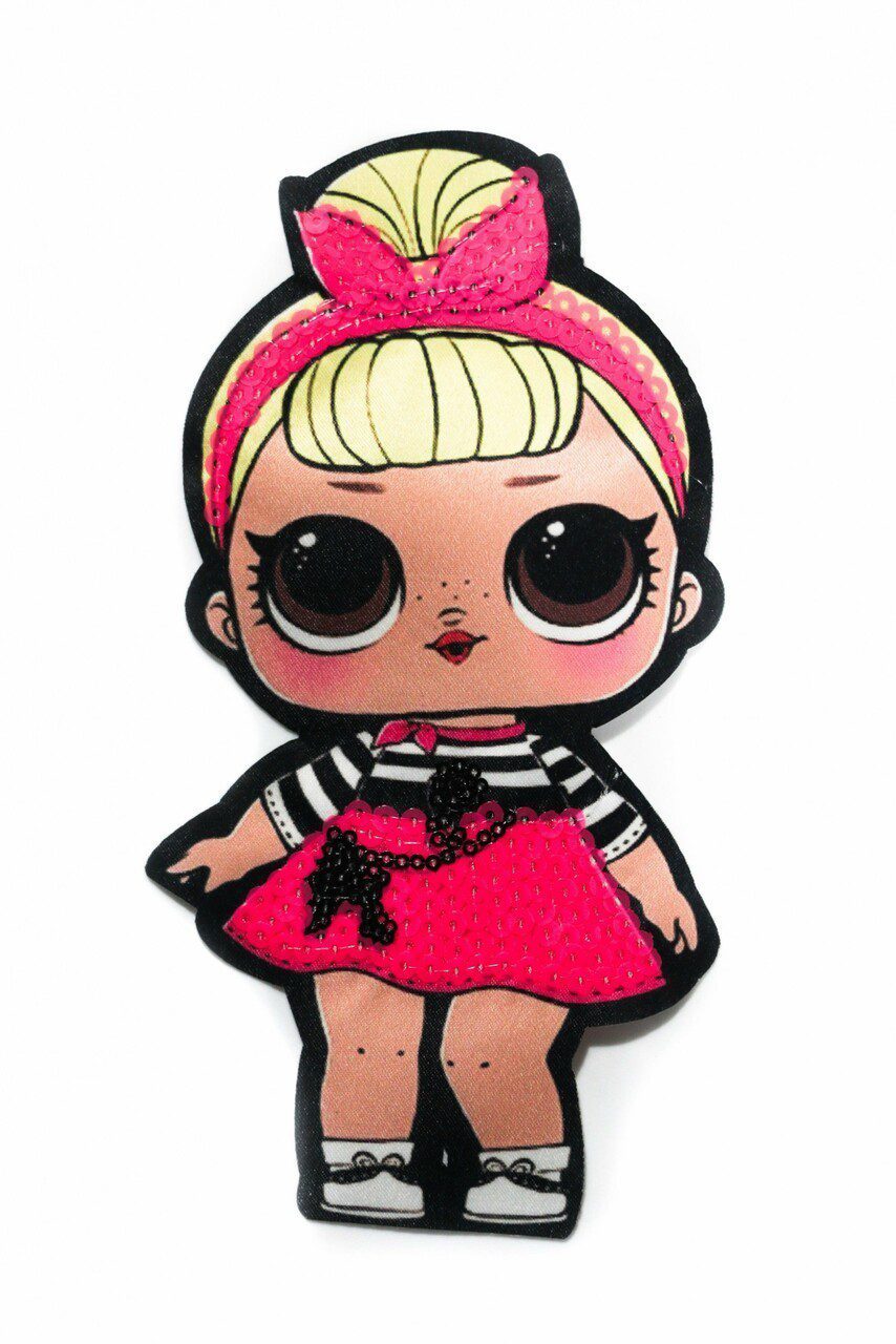 Cute Red Dress Doll Girl Sequin patch