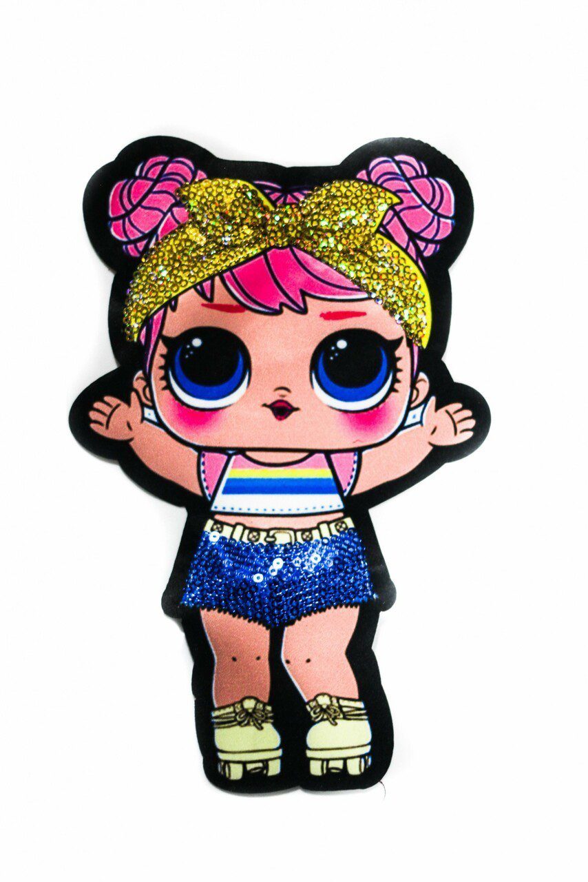 Pink hair Doll Girl Sequin patch