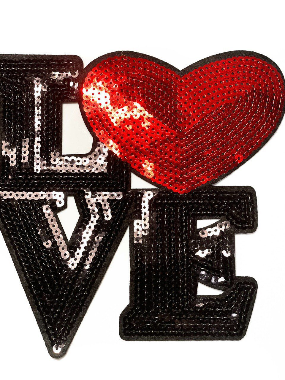 Large love iron on patch love applique love sequin patch love