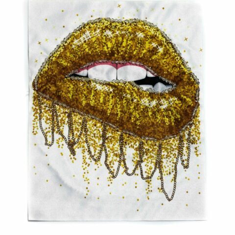 Gold Lip Fabric Sew on Patch