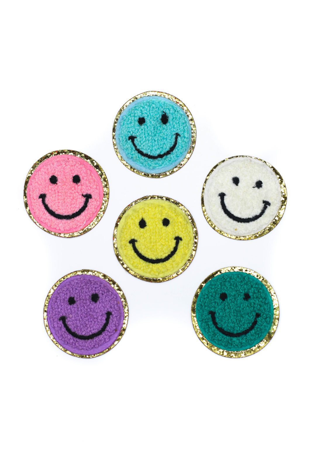 Colorful chenille smiley iron on patch
