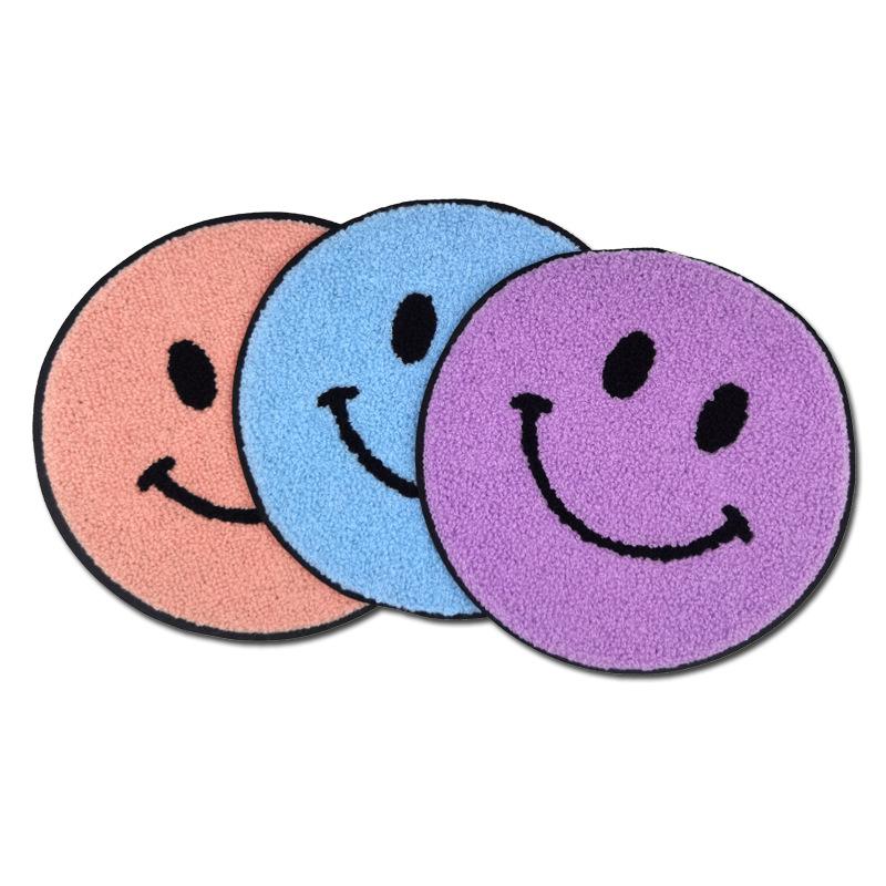 Chenille Patch Smiley Face Patch - Iron On Chenille Patch Smile Patch Purple