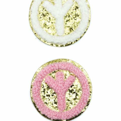 Peace sign glitter chenille patches
