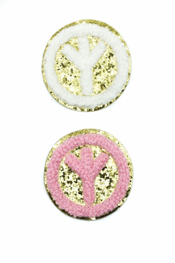 Peace sign glitter chenille patches