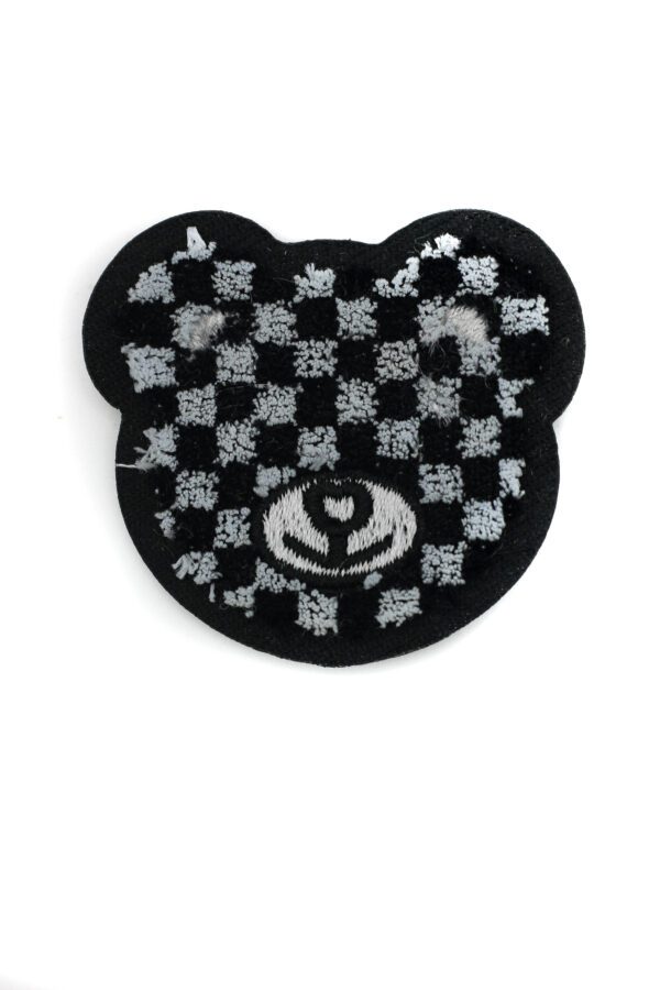 Checkered Bear iron chenille patches