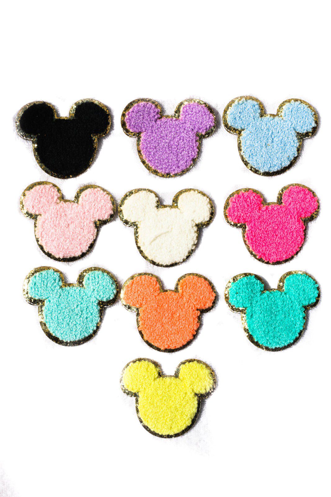 Glitter heart iron on chenille patches - Creo Piece
