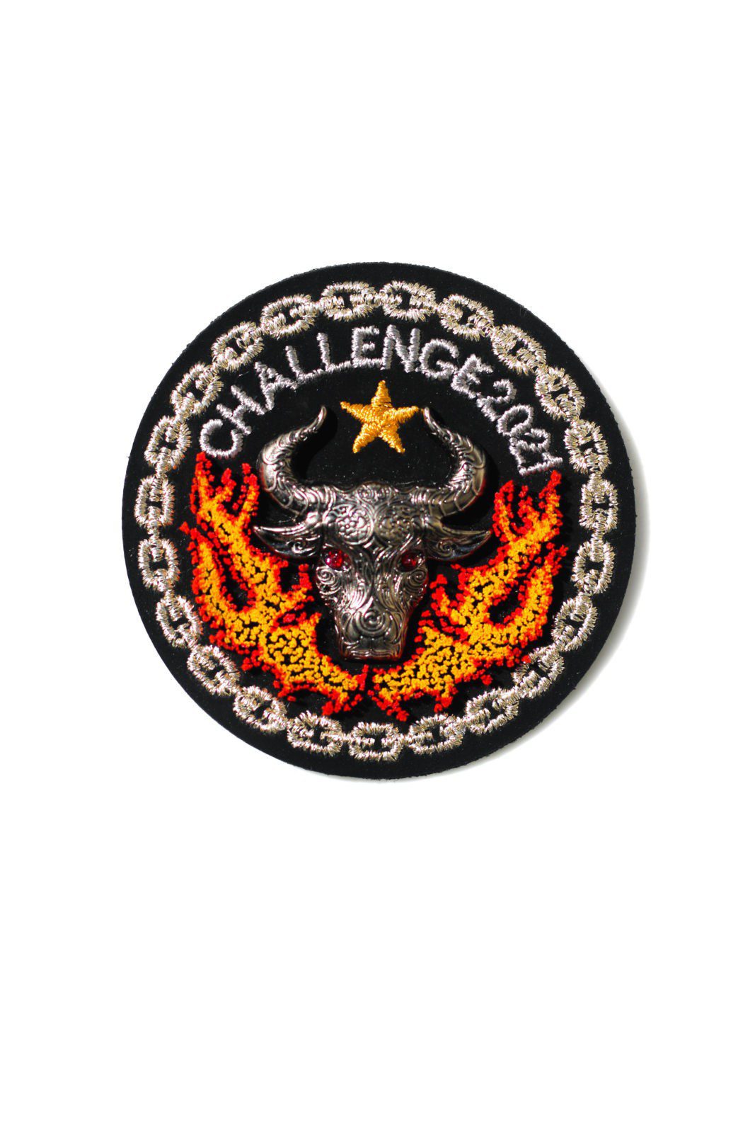 chalenge metal badge embroidered patch