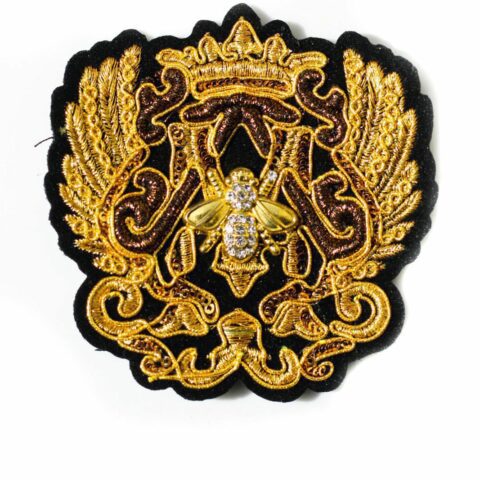 Gold bee badge embroidered patch