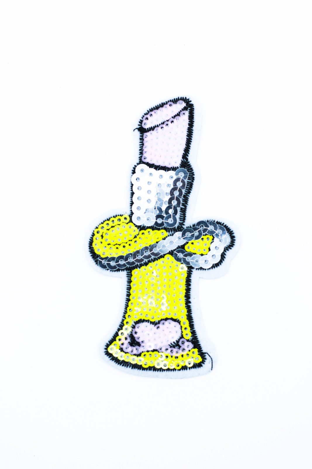 Yellow lipstick Iron on sequin patches