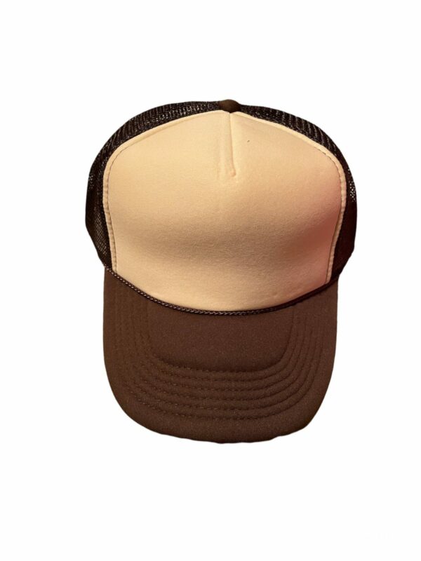 Two-tone Blank Contrast Mesh trucker hats brown/creme