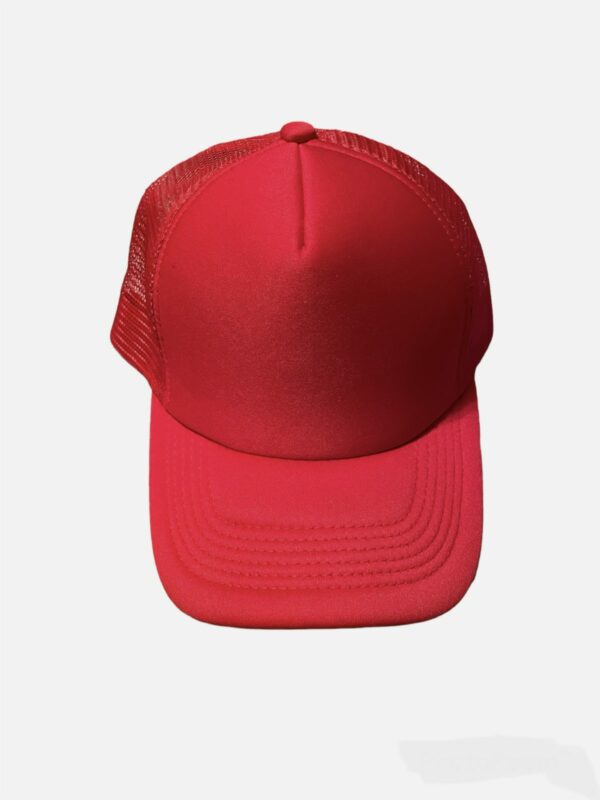 Premium Blank Contrast Mesh trucker hats in red