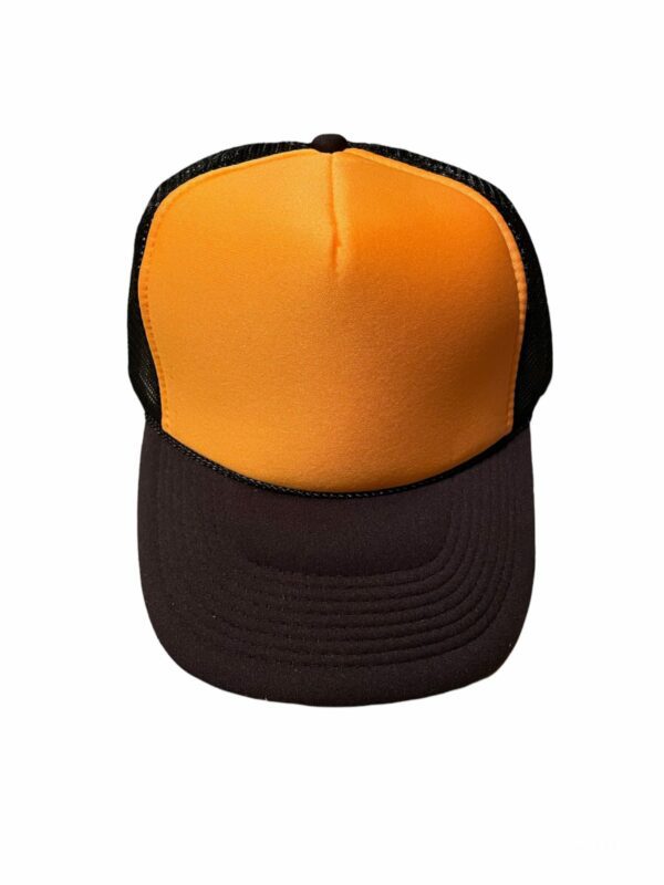 Two-tone Blank Contrast Mesh trucker hats black/orange