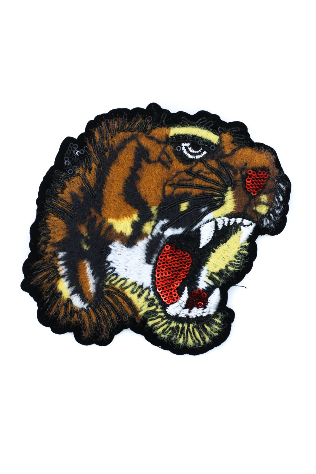 Roaring animal embroidered tiger patch