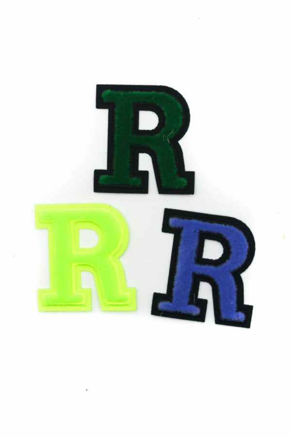 Neon Letter R iron on chenille patches