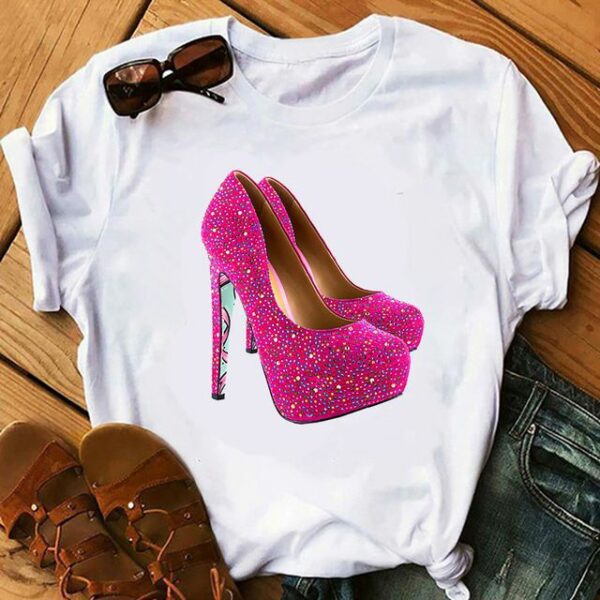 Pink heel shoe graphic t-shirt