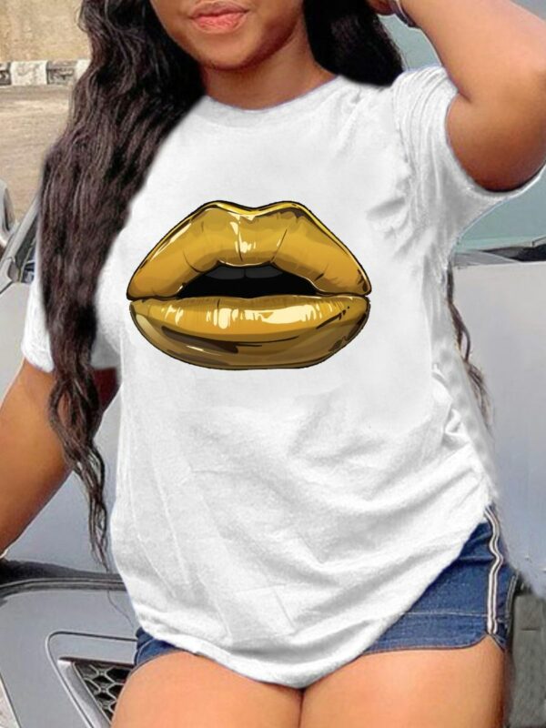 Gold lip graphic T-shirt
