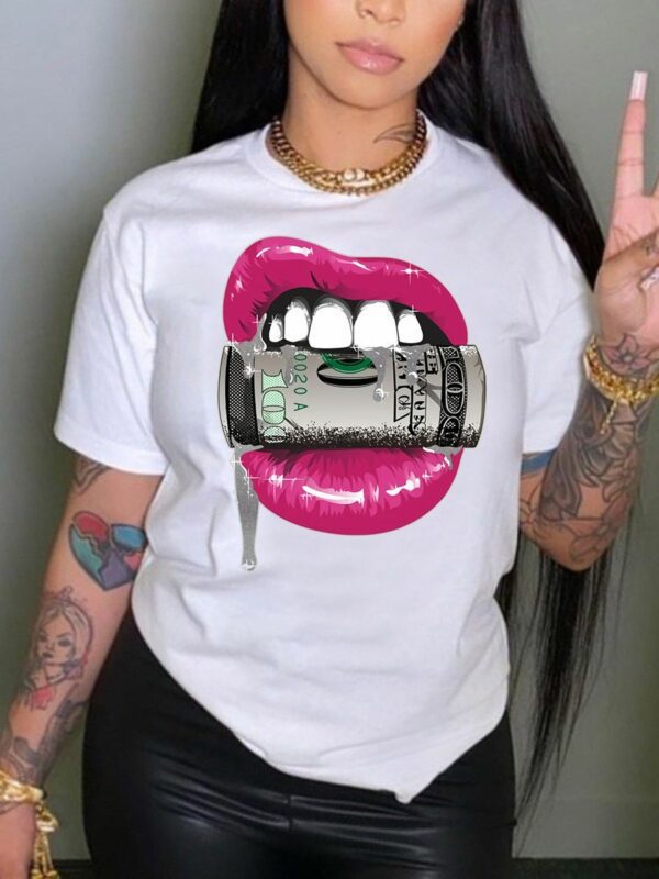 Pink money mouth graphic t-shirt