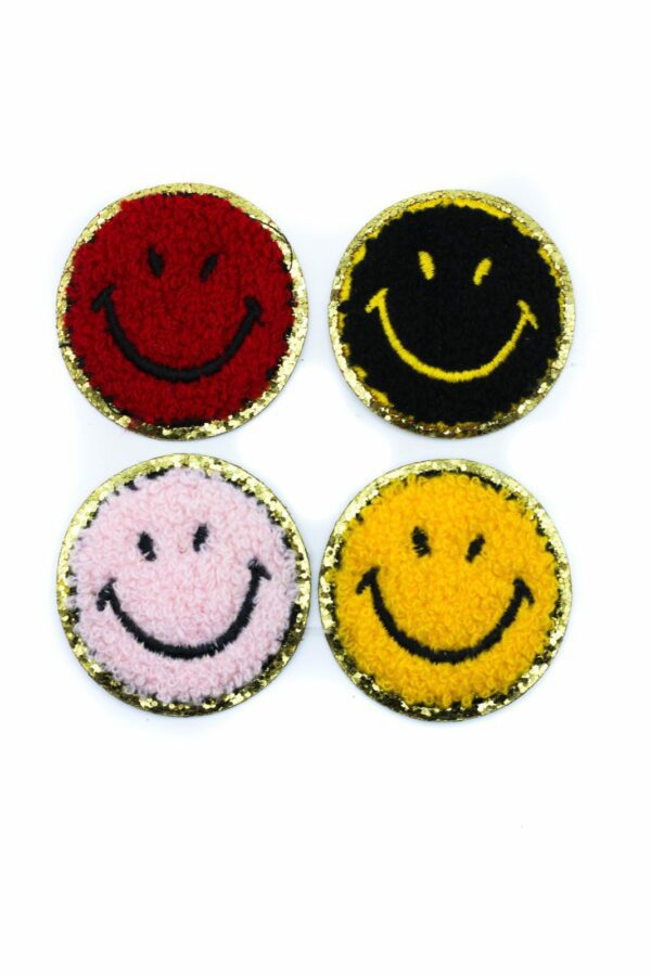 glitter chenille smiley iron on patch
