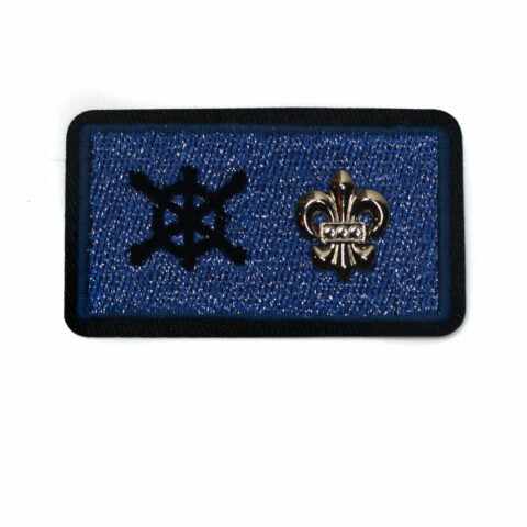 Blue metal badge embroidery patches