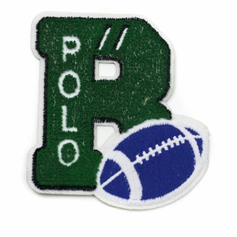 Green letter football chenille embroidery patches