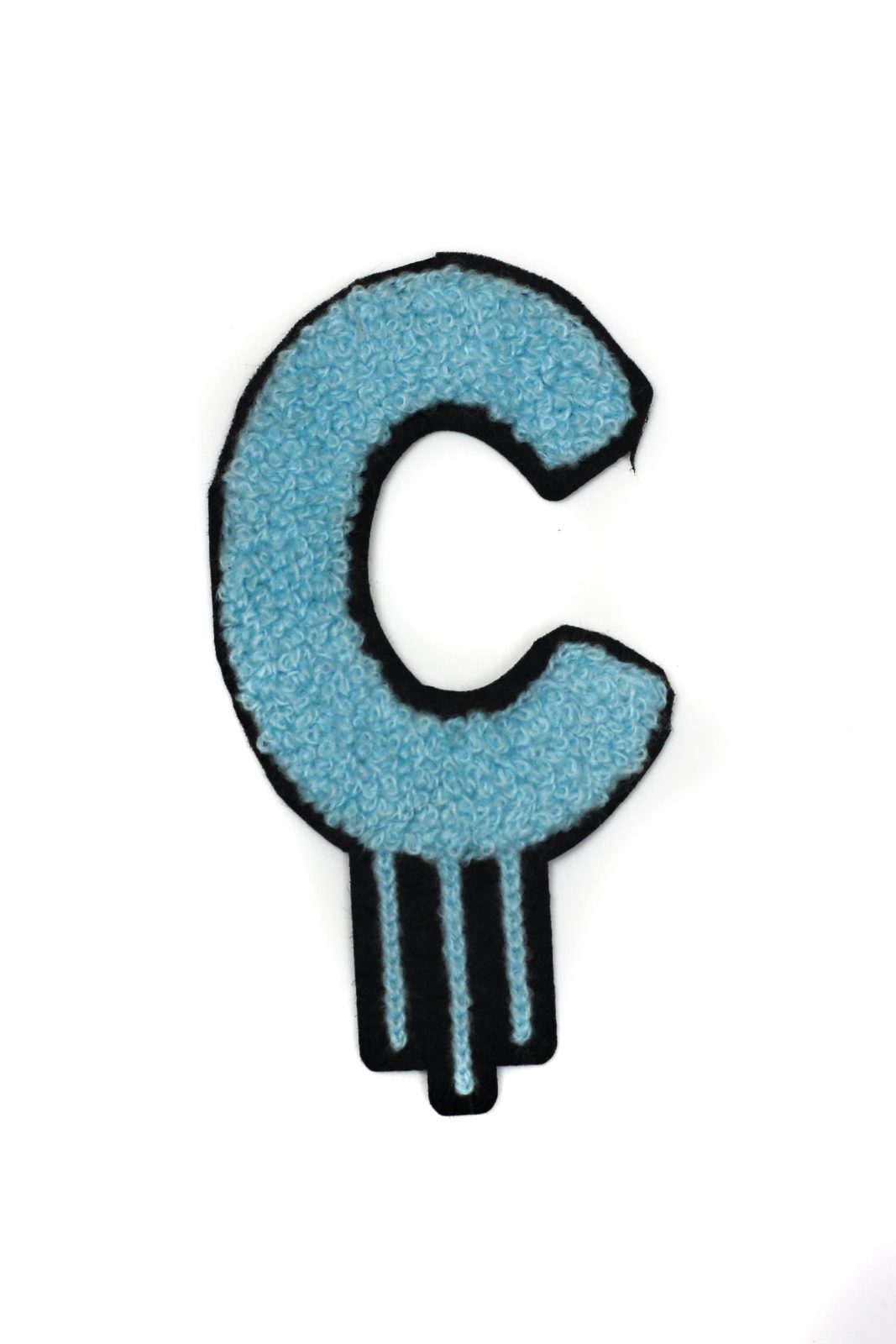 Blue drip letter C iron on chenille patches