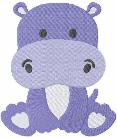 Hippo boy iron on embroidery patches