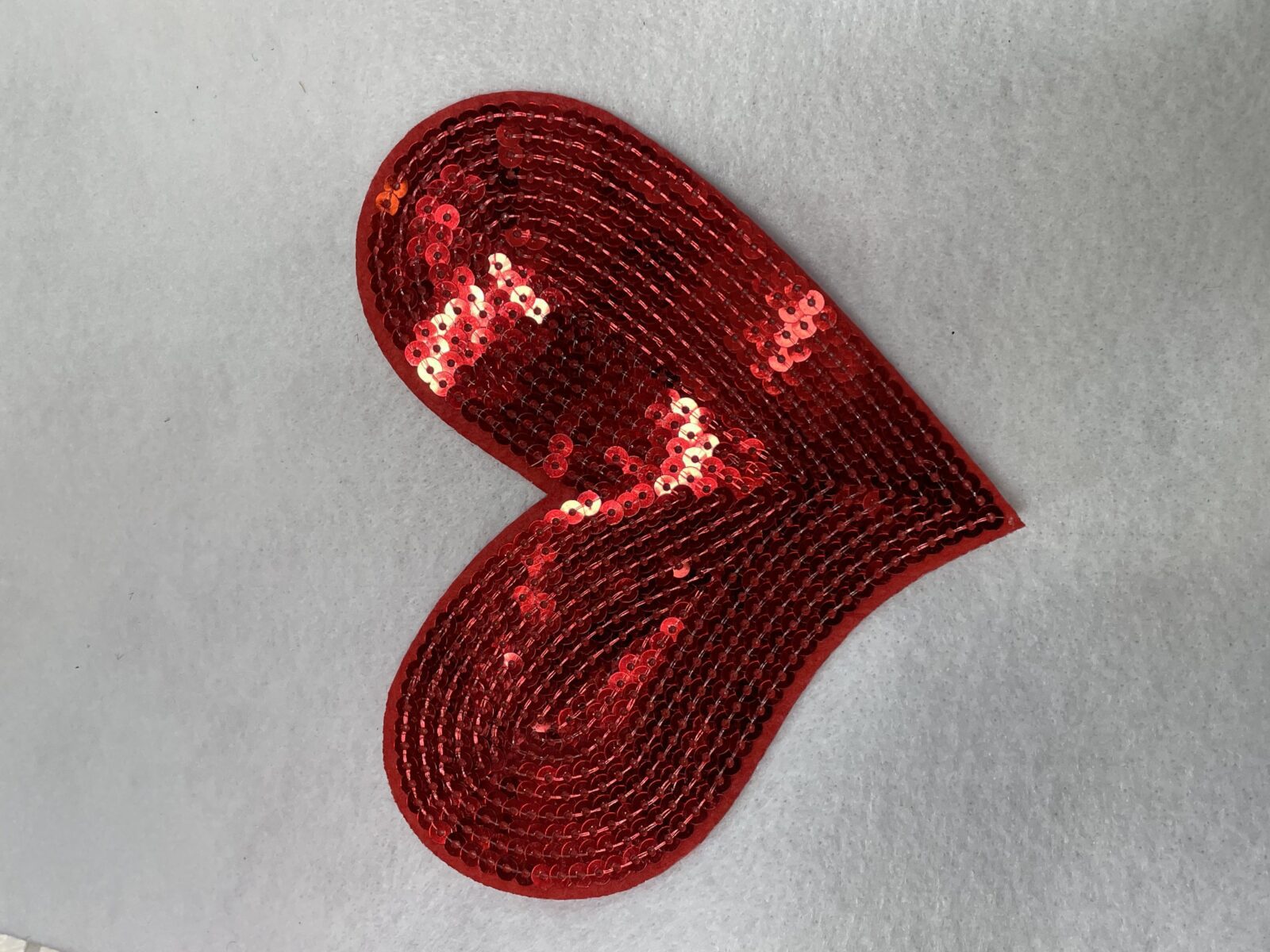 Red heart sequin embroidery patches