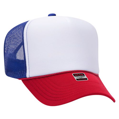 OTTO CAP 5 Tri-Color Panel High Crown Mesh Back Trucker Hat (Copy)