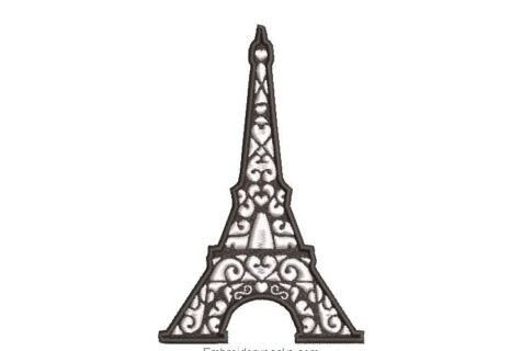 Eiffel tower embroidery designs with hearts