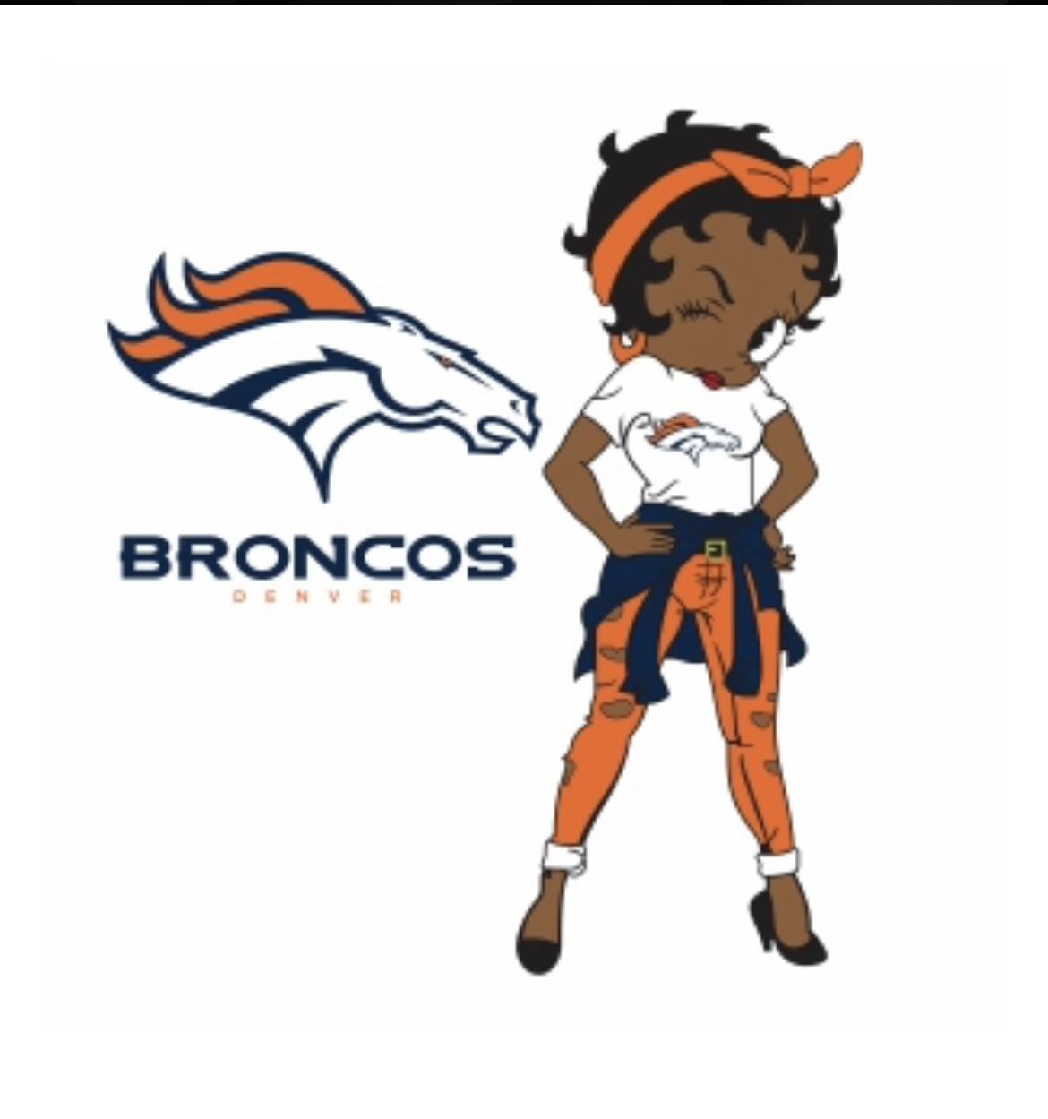Broncos Betty melanin girl sports heat transfers