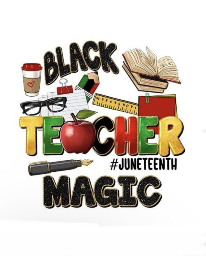 Black teacher magic Juneteenth iron on heat transfers