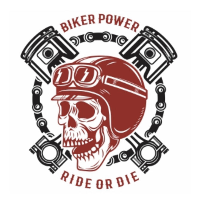 Biker power ride or die skull iron on heat transfer