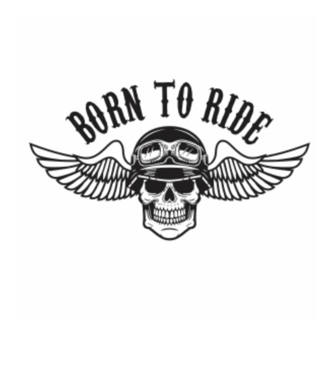 Born to ride wings skull iron on heat transfer
