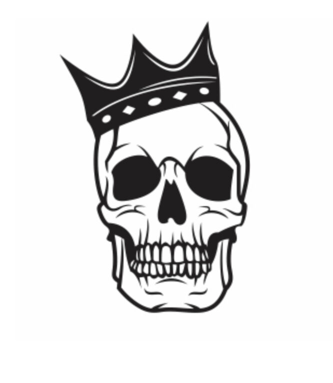 skull with crown iron on heat transfer