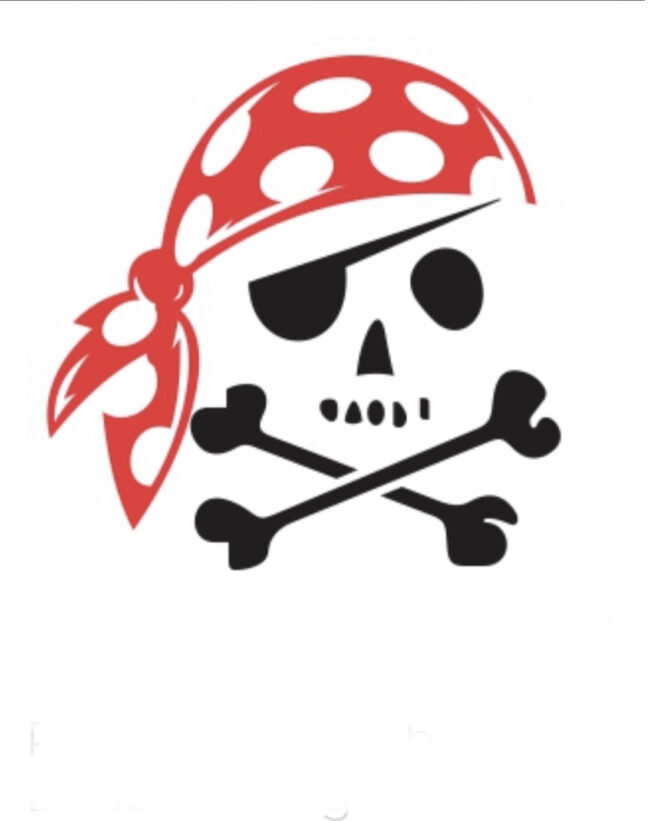 Pirate skull iron on heat transfer