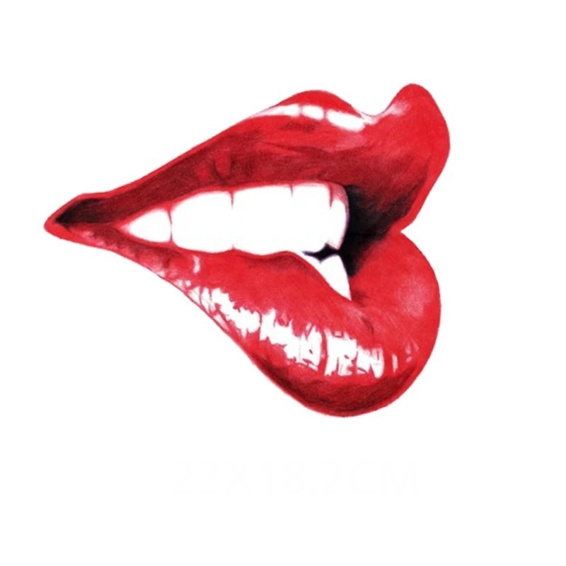 Red white print lip heat transfers