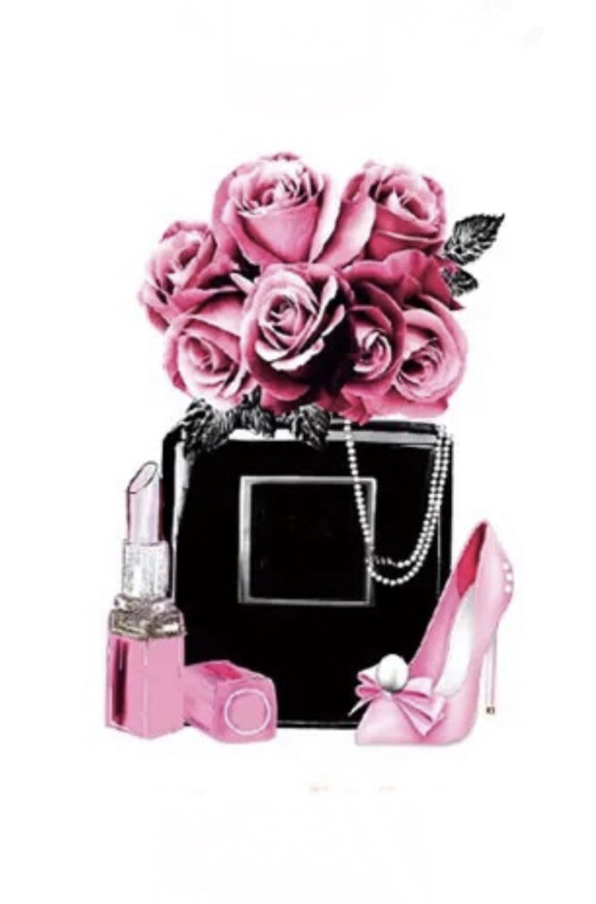 Fashion flower pink heel iron on heat transfers