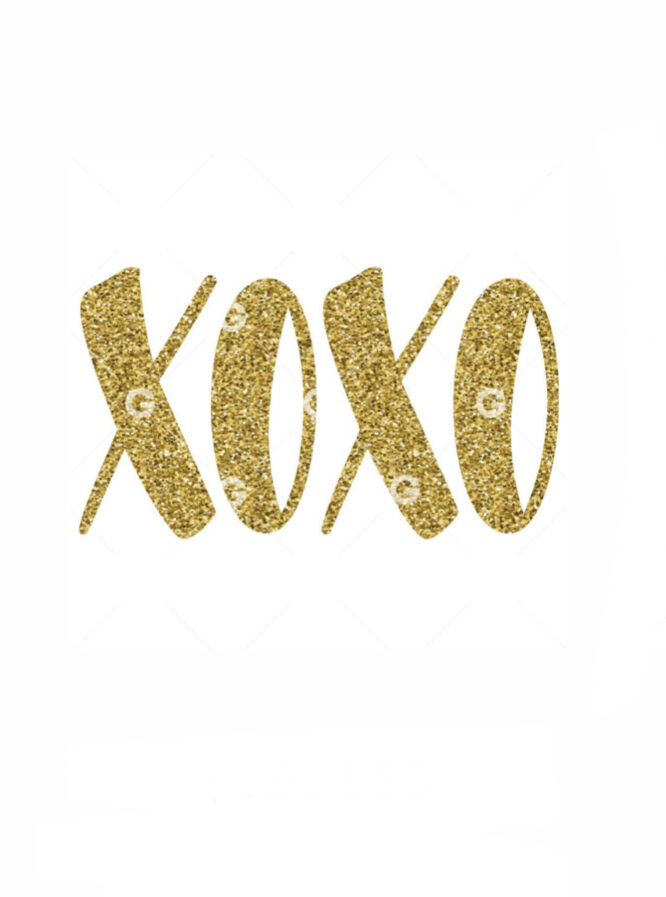 Xoxo gold fashion iron on heat transfers