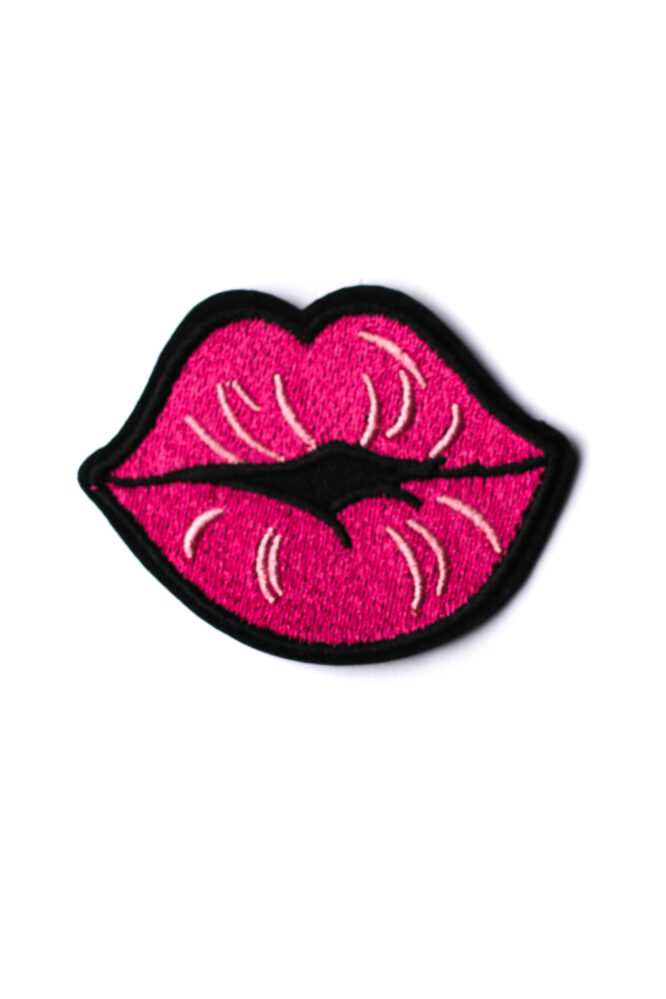 Fuchsia lip iron on embroidery patches