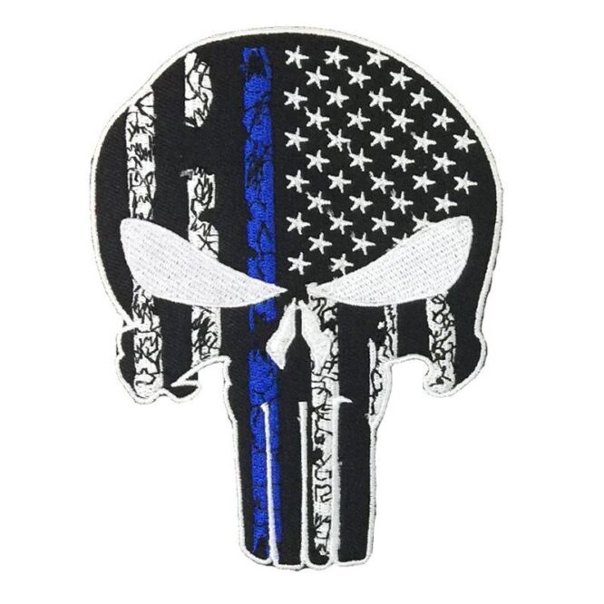 Skull punisher iron on embroidery patches
